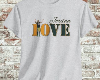 Camiseta con estampado Jordan Love, fútbol americano de Green Bay, estilo vintage