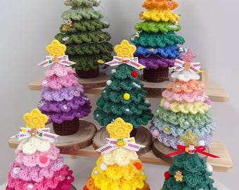 Patrón de árbol de Navidad a crochet / Decoración navideña en capas (PDF) / Tutorial de adorno de descarga instantánea