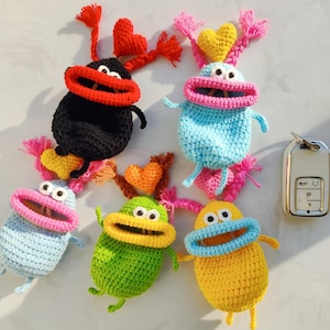 Crochet Big Mouth Monster Key Cover Pattern | Amigurumi Car Pouch Tutorial (PDF Download)