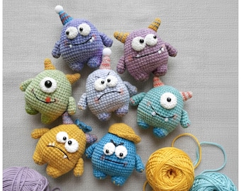 Modello PDF Mini Mostri all'uncinetto, tutorial Amigurumi di Halloween