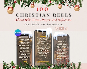 Sjabloon kerstrollen voor christenen | Canva bewerkbare TikTok IG bijbelvers adventskalender, gebed, dagelijkse devotional, vakantie Instagram