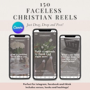 Christian Faceless Reels Templates | Canva Editable Instagram Aesthetic Videos Women in Ministries, Social Media Influencer TikTok Overlay