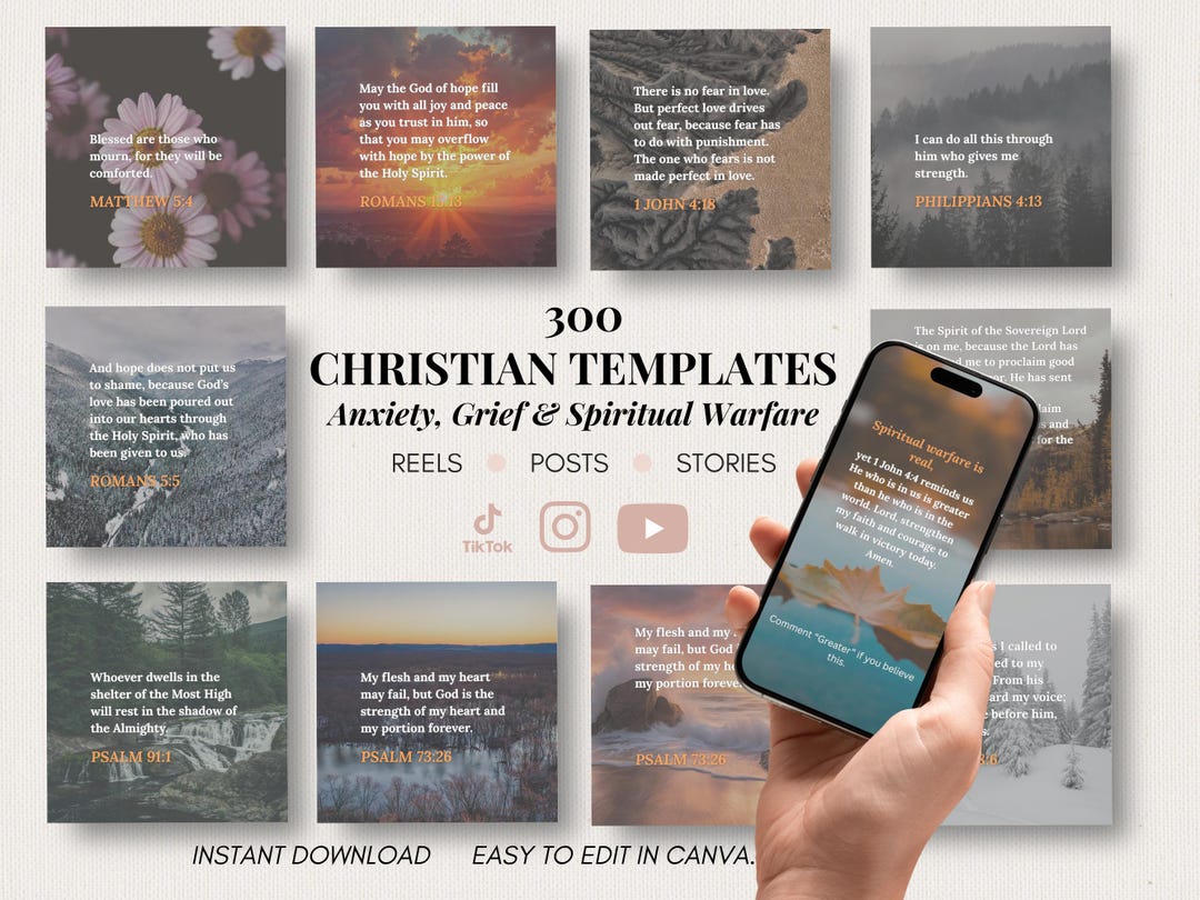 Christian Social Media Templates | Canva Editable Instagram Tiktok ...