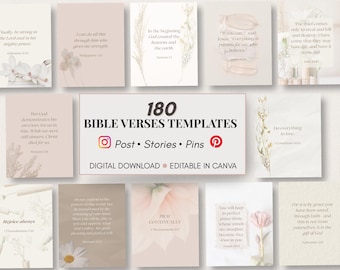 Bijbelverzen Instagram-sjablonen | Bloemen canva bewerkbaar eenvoudig modern christelijk sociale media, schriftberichten, verhalen, pin SMM