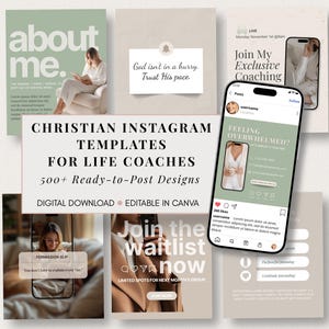 Pacchetto di modelli per social media per coach di vita cristiana / Immagini delle Scritture Post, caroselli e storie modificabili Canva Donne di fede Instagram