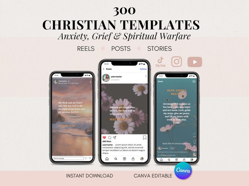 Christian Social Media Bundle | Canva Editable Templates Prayers for ...