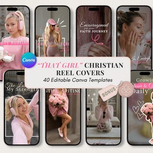 Christian Girl Reel Covers | Canva Editable Templates, Aesthetic Faceless Videos Pink  Design for Content Creators or Social Media Manager