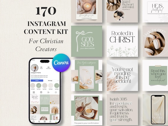 Christian Instagram Templates | Canva Editable Faith-Based Social Media Content, Bible Verses Encouragement for Women in Ministries