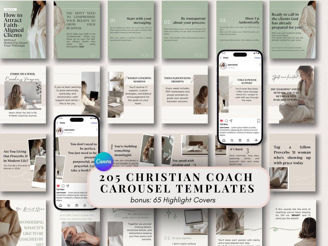 Christian Coach Carousel Templates | Canva Editable Instagram Posts ...