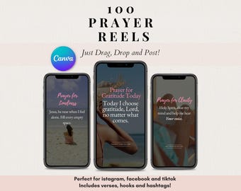 de bobines de prière chrétienne | Contenu Instagram modifiable Canva, esthétique sans visage pour Instagram TikTok, et shorts, citations bibliques