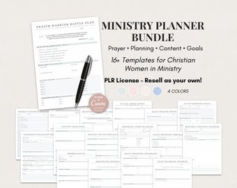 Bundel PLR ministerieplanner | Canva-bewerkbare sjablonen, gebedsdagboek Bijbelstudie contentkalenderplanner voor christelijke vrouwelijke leiders