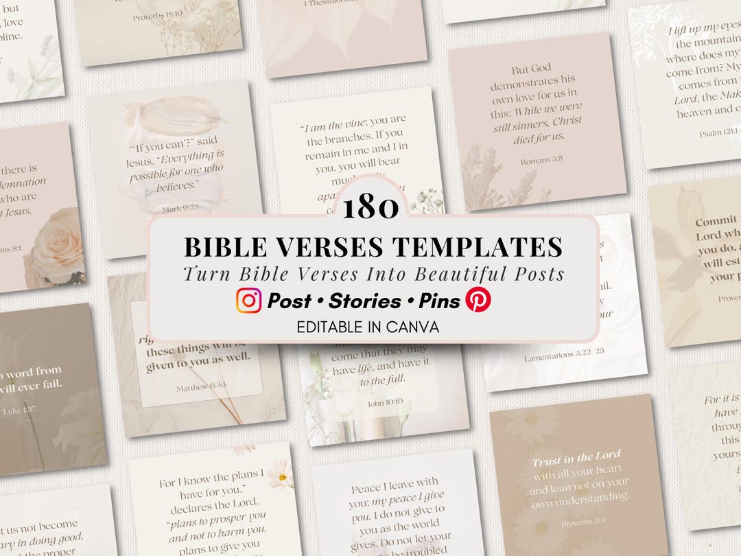 Bible Verse Social Media Templates | Canva Editable Neutral Minimal ...