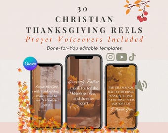 Christian Thanksgiving Reels | Editable Canva Video Templates Voiceover Thanksgiving Prayer, Anxiety Relief for Believers