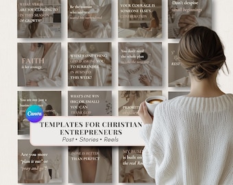 Social-Media-Vorlagen für christliche Unternehmer | Bearbeitbare Canva Instagram Posts, Reels und Stories