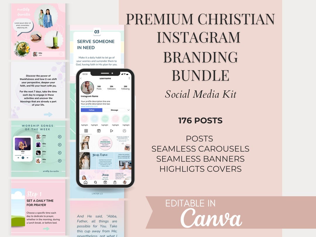 Christian Pastel Instagram Post Templates Canva Editable Social Media ...