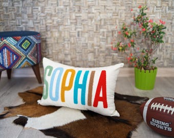 punch needle pillow, Custom Name Pillow, Personalized Pillow, Decorative Personalized Gift,  Family Pillow Cover, Last Name Pillow,