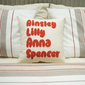 Personalize Name Punch Needle Pillow, Custom Embroidered Pillow, Lumbar Pillow for Room, Personalized Gift, Kids Room Decor, New Baby Gift