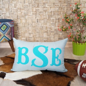 Monogrammed Punch Needle Embroidery Pillow, Housewarming Gift, Lumbar Pillow, Gifts For Her, Personalized Gift, Baby Name Embroidered Pillow