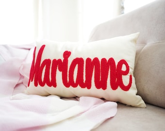 Personalized Punch Needle Pillow Cover, Gifts For Her, Housewarming Gift, Employee Gifts, Newborn Baby Name Pillowcases,  Birthday Gifts