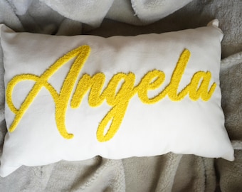 Custom Embroidered Family Name Throw Pillow, Personalized Gift