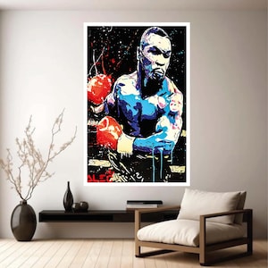 Mike Tyson Canvas Wall Art, Legendary Boxer Poster, Professional Boxer Wall art, Watercolor Effect Canvas Art, Champion Mike Tyson Poster