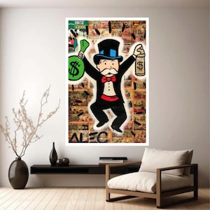 Rich man wall art Abstract graffiti print Money motivation canvas Success artwork Modern home decor Apartment wall art Ready to hang