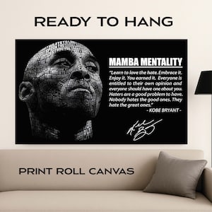 Canvas Prints | Mamba Mentality Poster - Motivational Sports Quote - Kobe Bryant Wall Art |