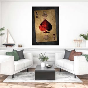 Asso di picche Poster da poker Carte da gioco Arte su tela Dipinto Stampa Immagine Soggiorno Decorazione della casa
