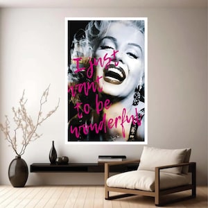 Canvas decor Marilyn Monroe Inspirational Portrait Canvas – Motivational Quote, Pop Art Wall Decor, Iconic Hollywood Home Accent