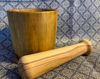 Mortar, wooden mortar, wooden kitchen utensil