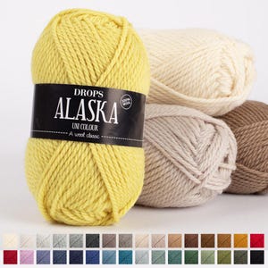 DROPS Alaska, 100% Wool Yarn, Aran Weight, Soft & Warm, Ideal for Knitting and Crochet, Sustainable Nordic Wool, 50g Skeins, Multiple Colors