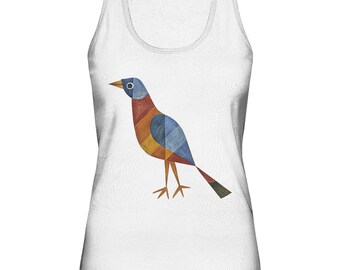 Damen Tank-Top mit Vogel Muster Weiß