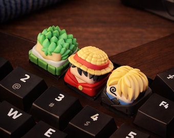 Tecla de una pieza, tecla de anime, tecla de Luffy-Zoro de los Piratas del Sombrero de Paja, tecla para teclado mecánico con interruptores MX Cherry, regalo de anime hecho a mano