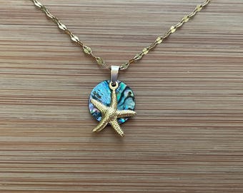 Stainless Steel Seashell Abalone Shell Pendant Necklace Natural