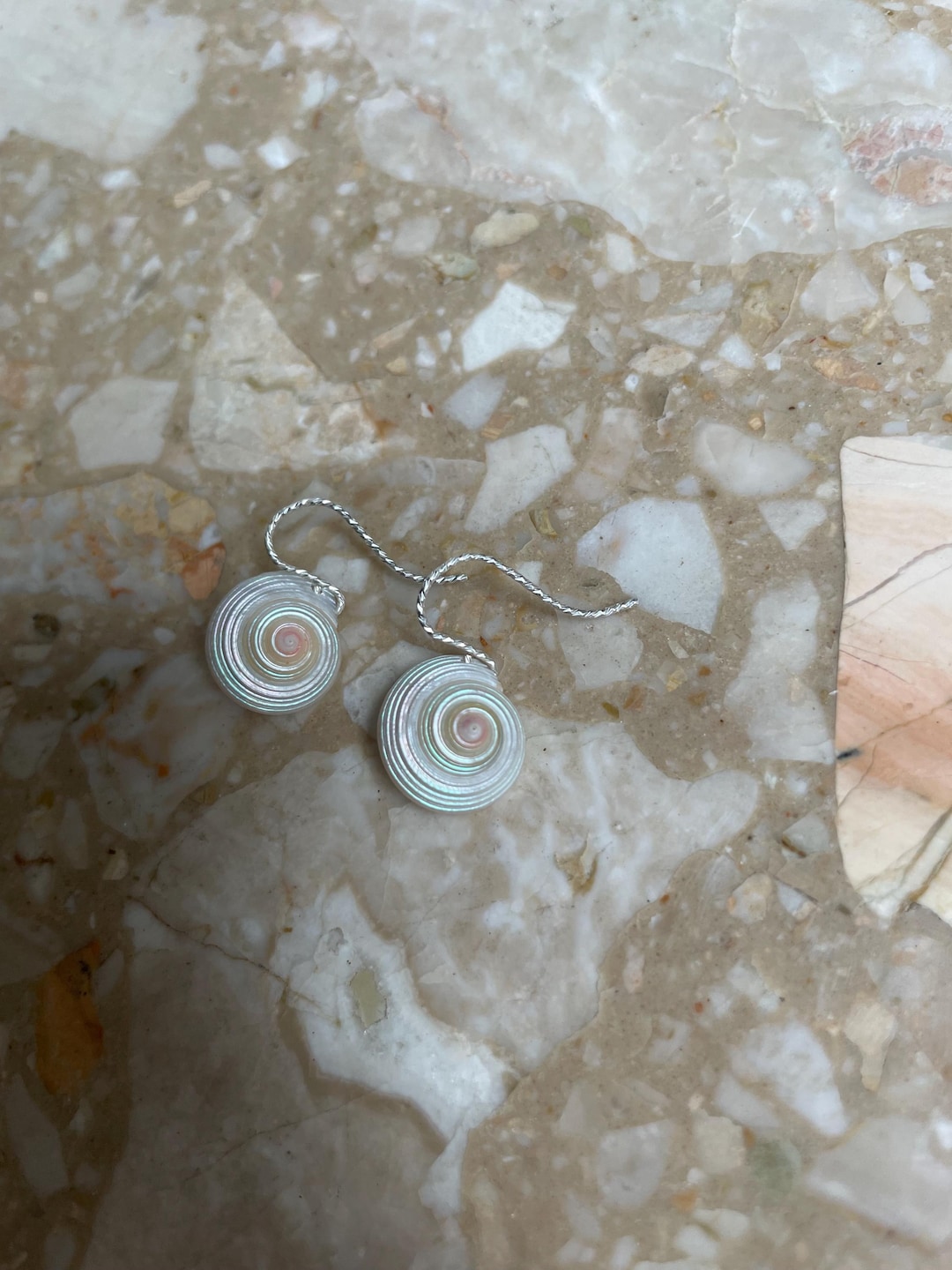 Sterling Silver Real Real Sea Shell Charm Earrings Seashell Pearlised ...