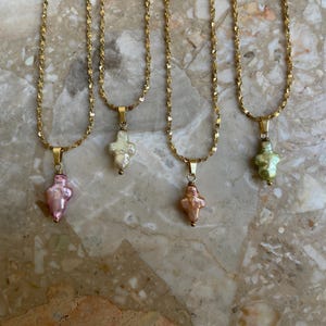 18k vergoldet Süßwasser Perle Kreuz Anhänger Halskette Edelstahl Gold Filled Draht