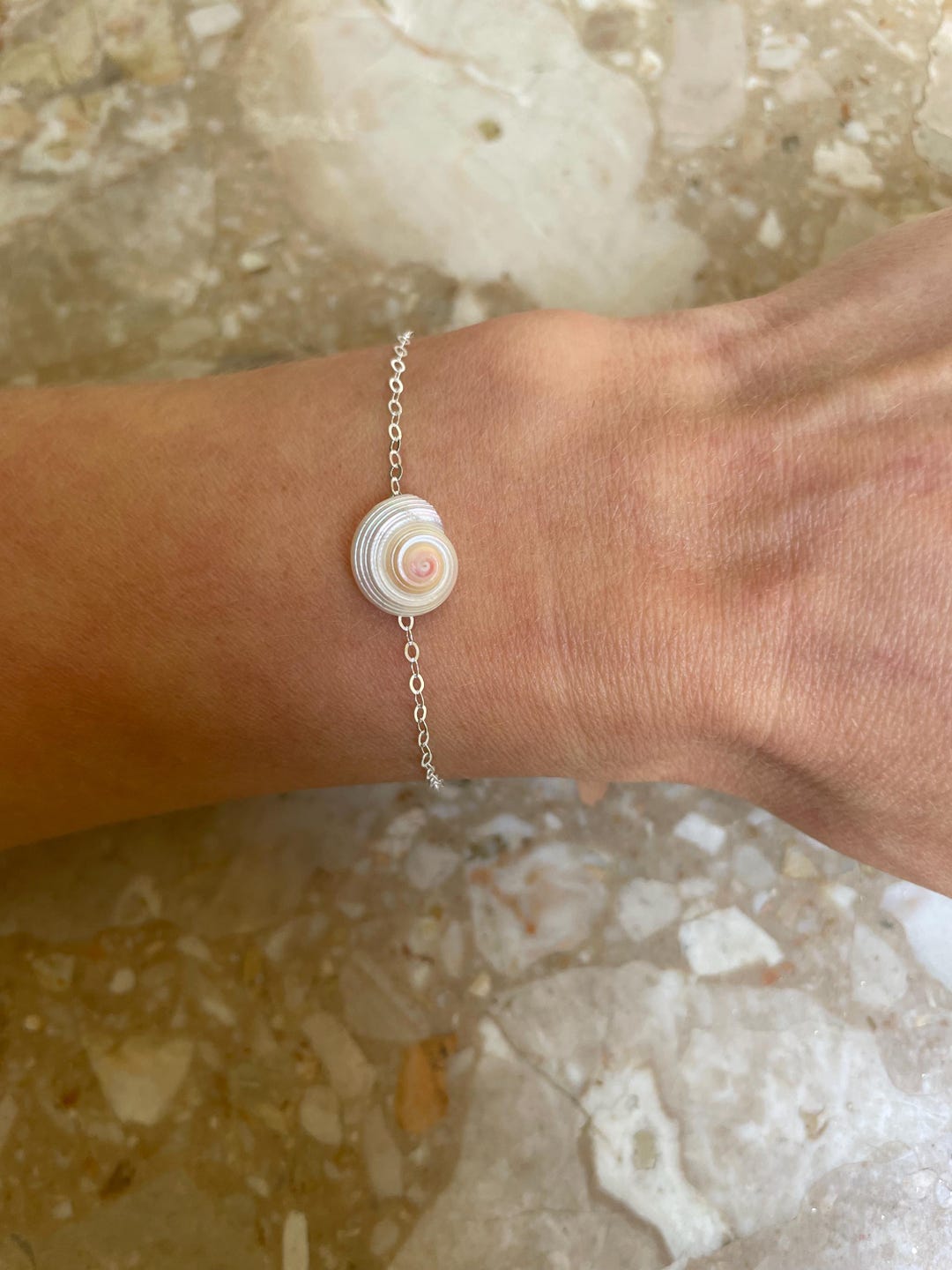 Sterling Silver Real Real Sea Shell Bracelet Seashell Pearlised ...