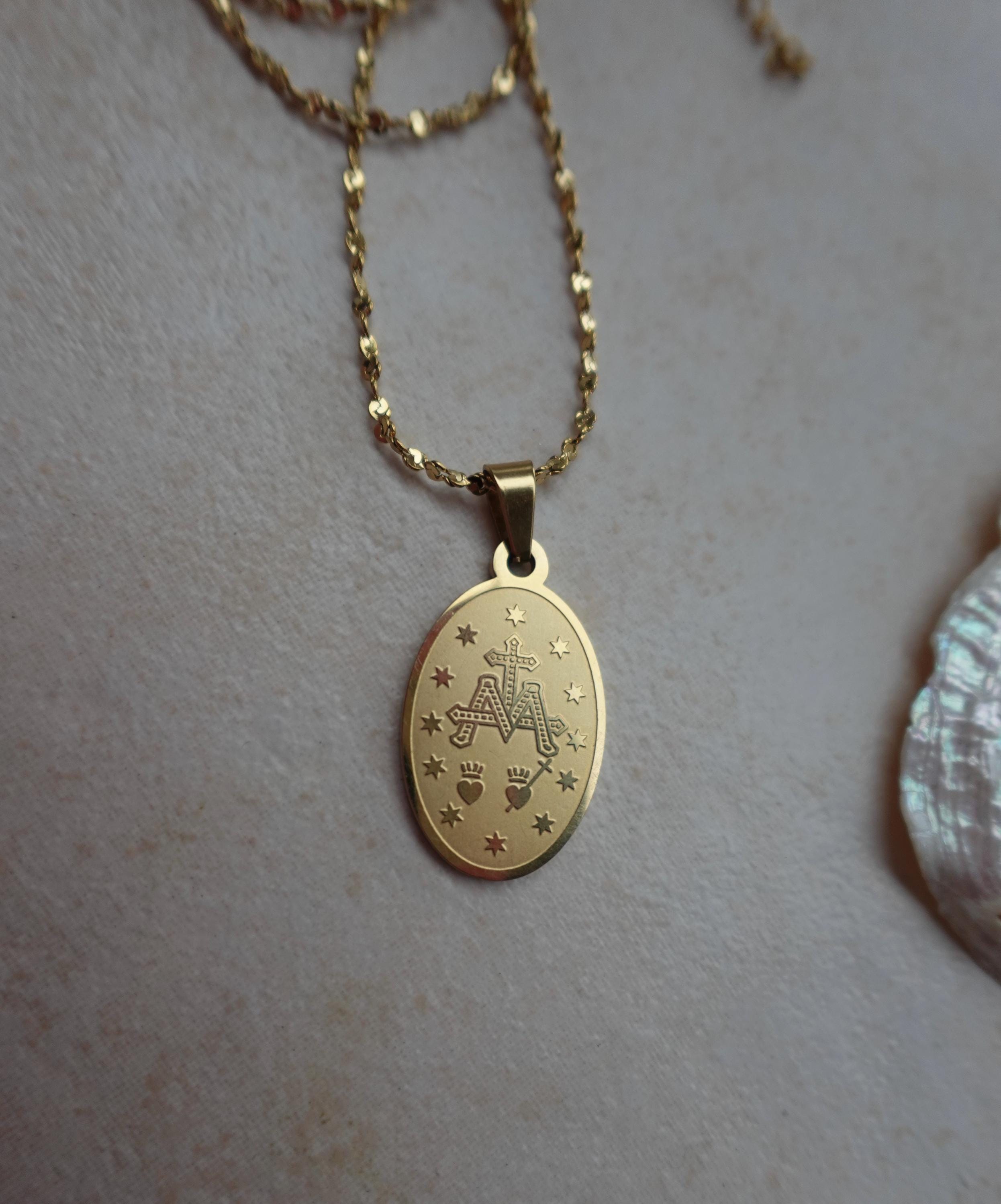 Collana Con Medaglietta Madonnina In Acciaio Inossidabile Oro – Gioiello Religioso Per Donna - 4