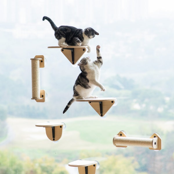 Air Cat Climbing Frame, Cat Scratching Post Set, Window Jump Climbing Platform, Window Cat Set, Kitty Jump Set, Window Perch