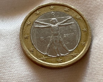 Moneda de 1 euro 2007 Italia leonardo da vinci