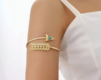 Handcrafted Arrow Armlet Cuff - Statement Brass Arm Jewellery, Vintage-Inspired Armlet, Ideal Bohemian Gift for Her