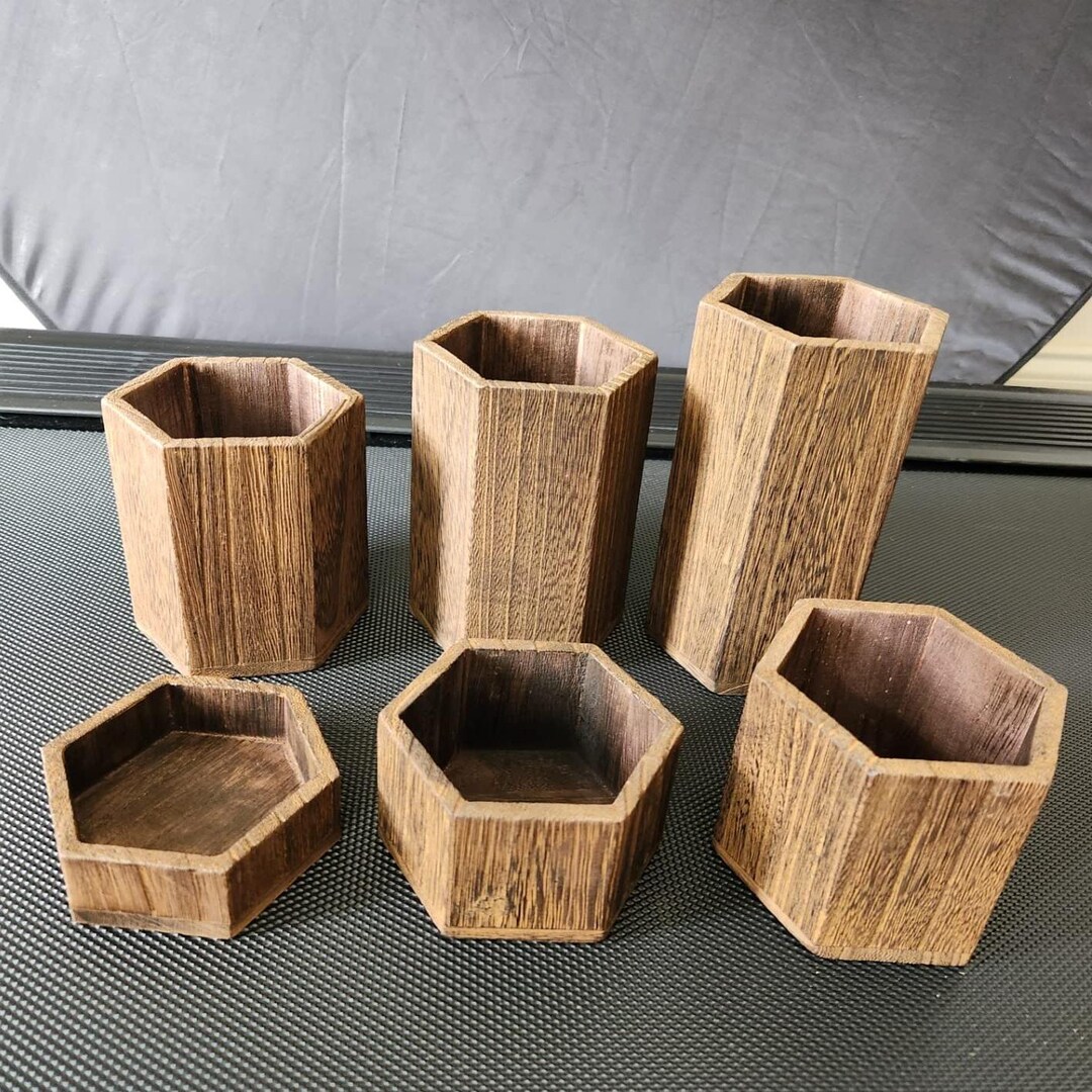 6pcs Lightweight Wooden Hexagonal Risers and Storage Containers for ...