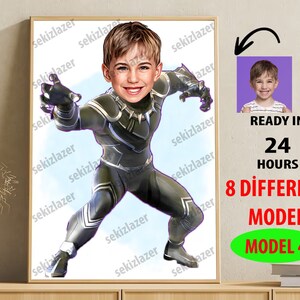 Personalisiertes Superheld-Karikaturporträt, kundenspezifische Superheld-Karikaturzeichnung vom Foto, lustige Superheld-Karikatur, Geschenk für ihn
