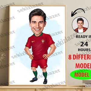 Personalized football Player Cartoon Portrait, Custom Funny football Player Caricature Drawing from Photo, Gift for football Player