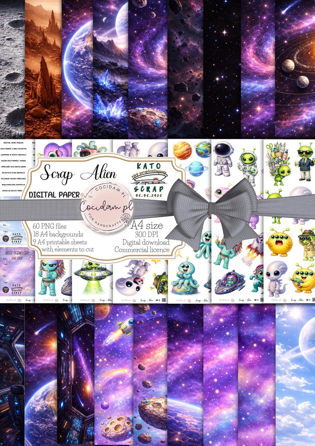 Scrap Alien - Space Scrapbooking Collection PNG | Aliens, Planets, A4 ...