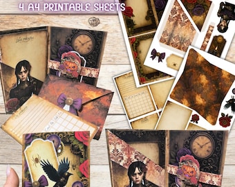 Haunted Steampunk Mini Planner • A4 Printing Kit • Base, Pockets, Tags and Envelope for Scrapbooking and Journaling