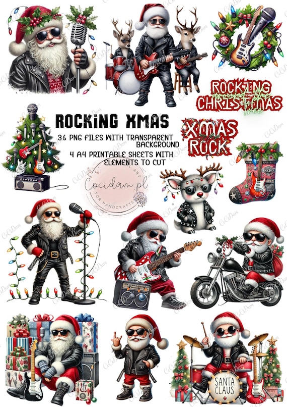 Rocking Xmas – Christmas Rock Collection | 36 PNG + 4 A4 Sheets