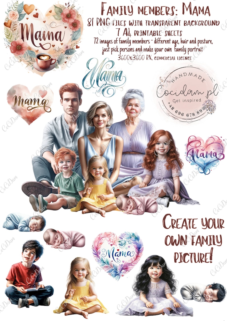 Family Members Mama Mother Mother's Day Children Clipart Set