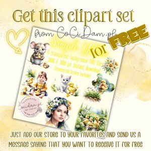 May include: A set of 8 digital clipart images featuring a variety of cute animals and floral designs. The images are on a transparent background and are 3600 x 3000 pixels in size. The text "Simple for FREE" is included in the image.