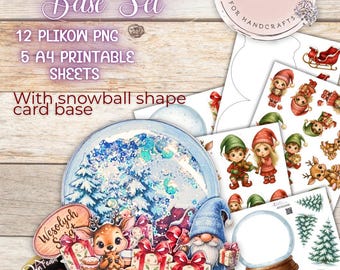Snowball Card Base Set – snowball card base + shaker elements | 12 PNGs + 5 ready-to-cut sheets
